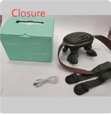 Wireless R&G Boutique electric neck and shoulder muscle massager for pain relief, showing the device on a person's neck and shoulders.