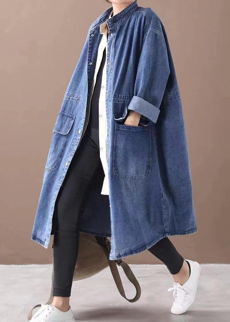 Versatile slimming denim shirt dress by R&G Boutique, Korean and Hong Kong style, with elegant vintage single-breasted coat design.
