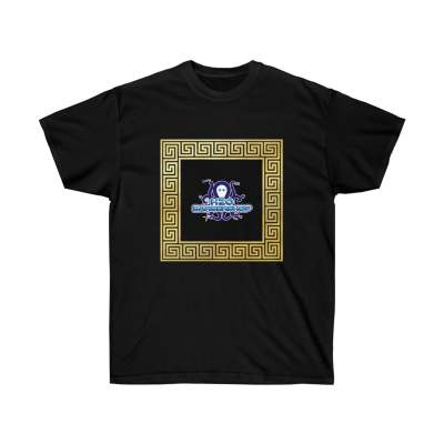 Unisex round neck print T-shirt from R&G Boutique featuring a stylish graphic design on soft fabric.