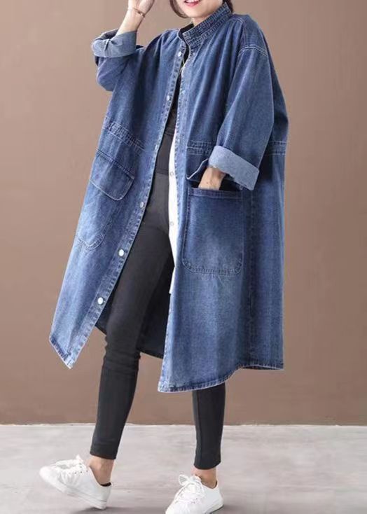 Elegant Korean style denim shirt dress by R&G Boutique, featuring a slimming, single-breasted vintage design with versatile fashion appeal.