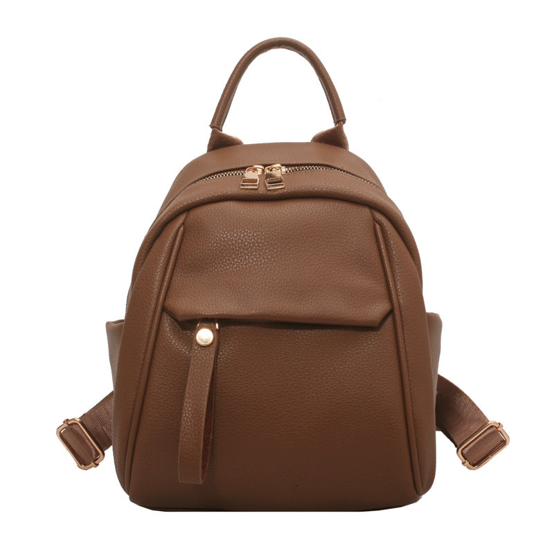 Cute black PU backpack for women by R&G Boutique, small fashion schoolbag with soft material, ideal for students.