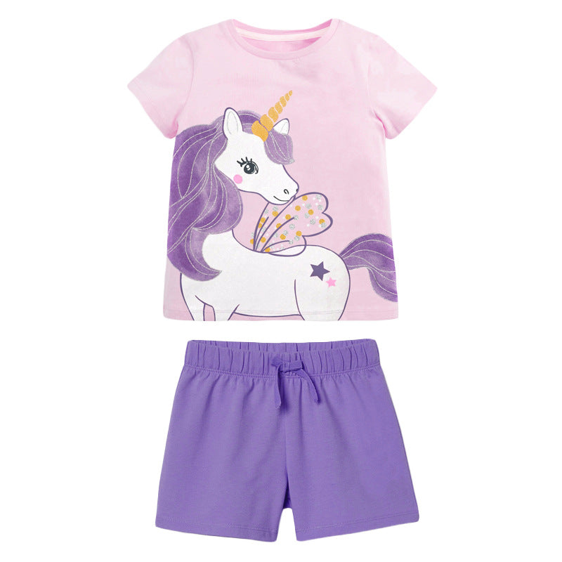 Cotton girls' short-sleeve summer kids set by R&G Boutique, featuring a stylish and comfortable design for warm weather.