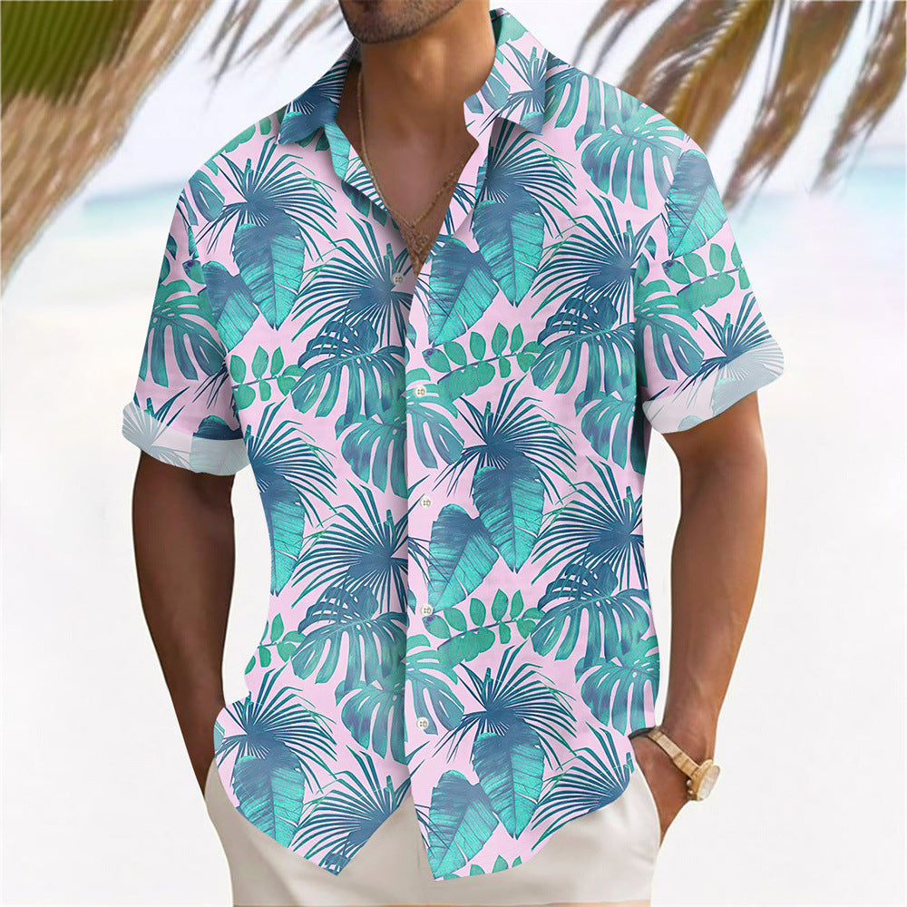 Hawaii Beach men's casual print shirt from R&G Boutique featuring vibrant tropical island design and lightweight fabric.