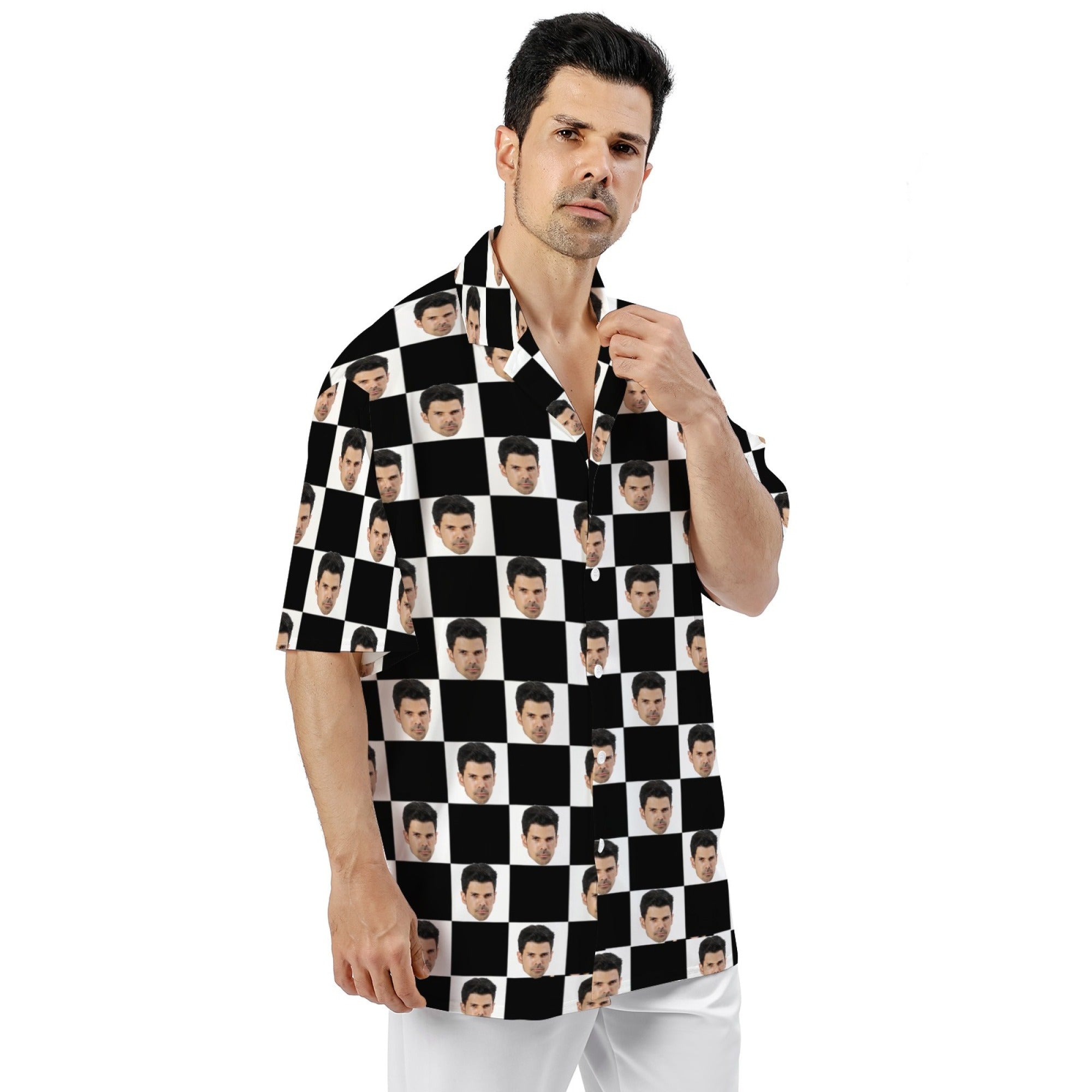 Customized face print shirt from R&G Boutique featuring a unique personalized face design on a stylish 4-type shirt.