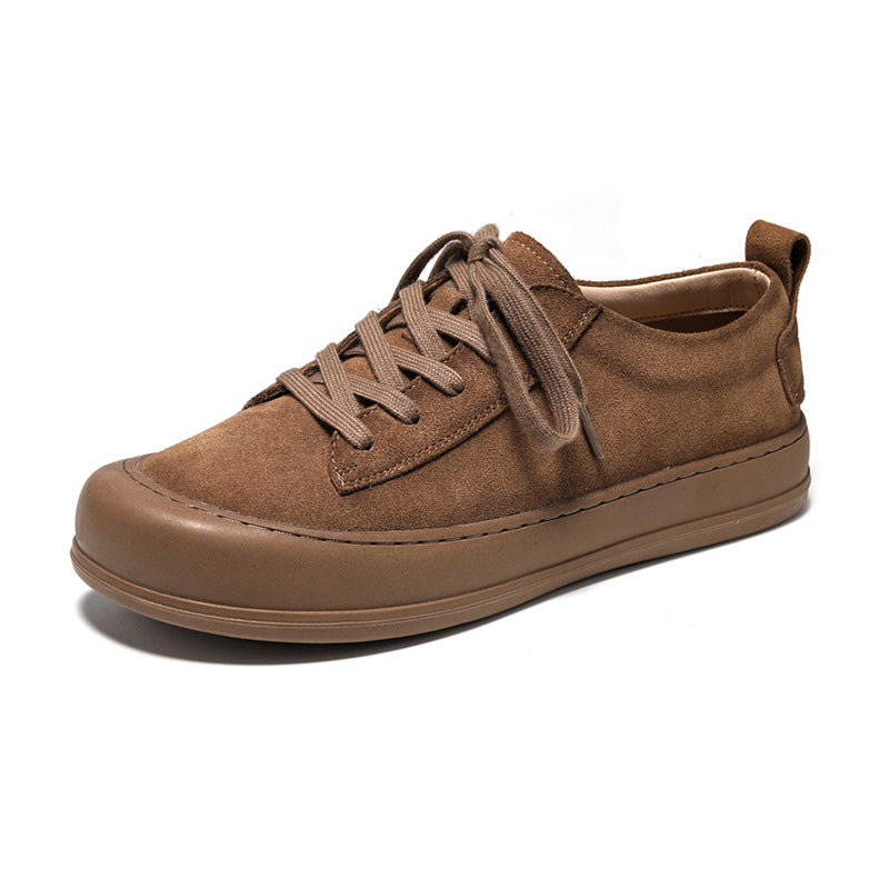 Casual men's leather shoes in retro style by R&G Boutique, featuring classic design and smooth brown leather finish.