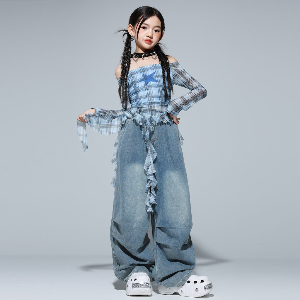 Girls hip-hop street dance outfit set by R&G Boutique featuring trendy clothing for kids, includes stylish top and pants.