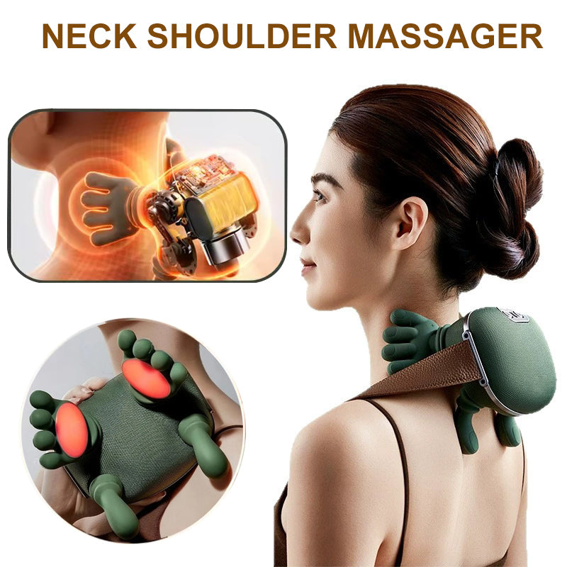 Electric wireless pain relief neck and shoulder muscle massager from R&G Boutique, showing the compact body care device with massage nodes.