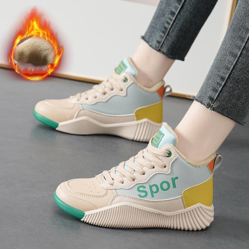 Women's warm high-top casual shoes by R&G Boutique, featuring cozy lining and stylish design, suitable for everyday wear.