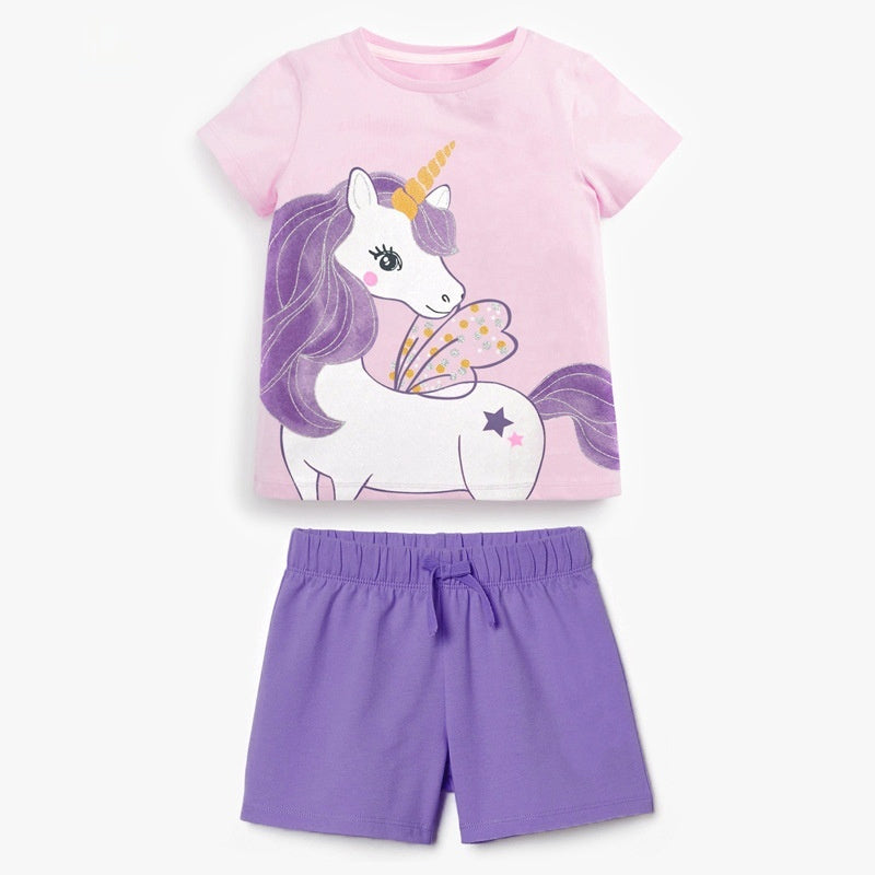 Kids' summer short-sleeve cotton set by R&G Boutique, featuring a stylish and comfortable girls' clothing ensemble.