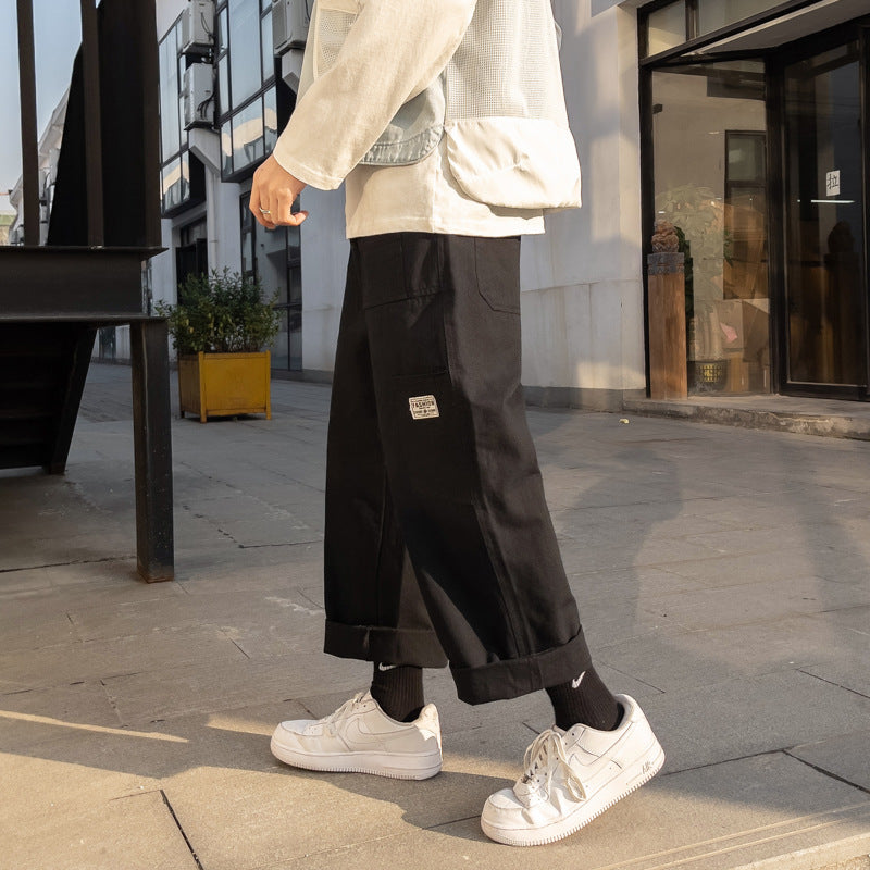 Japanese casual solid color loose trousers by R&G Boutique, featuring a relaxed fit and comfortable fabric in a neutral tone.