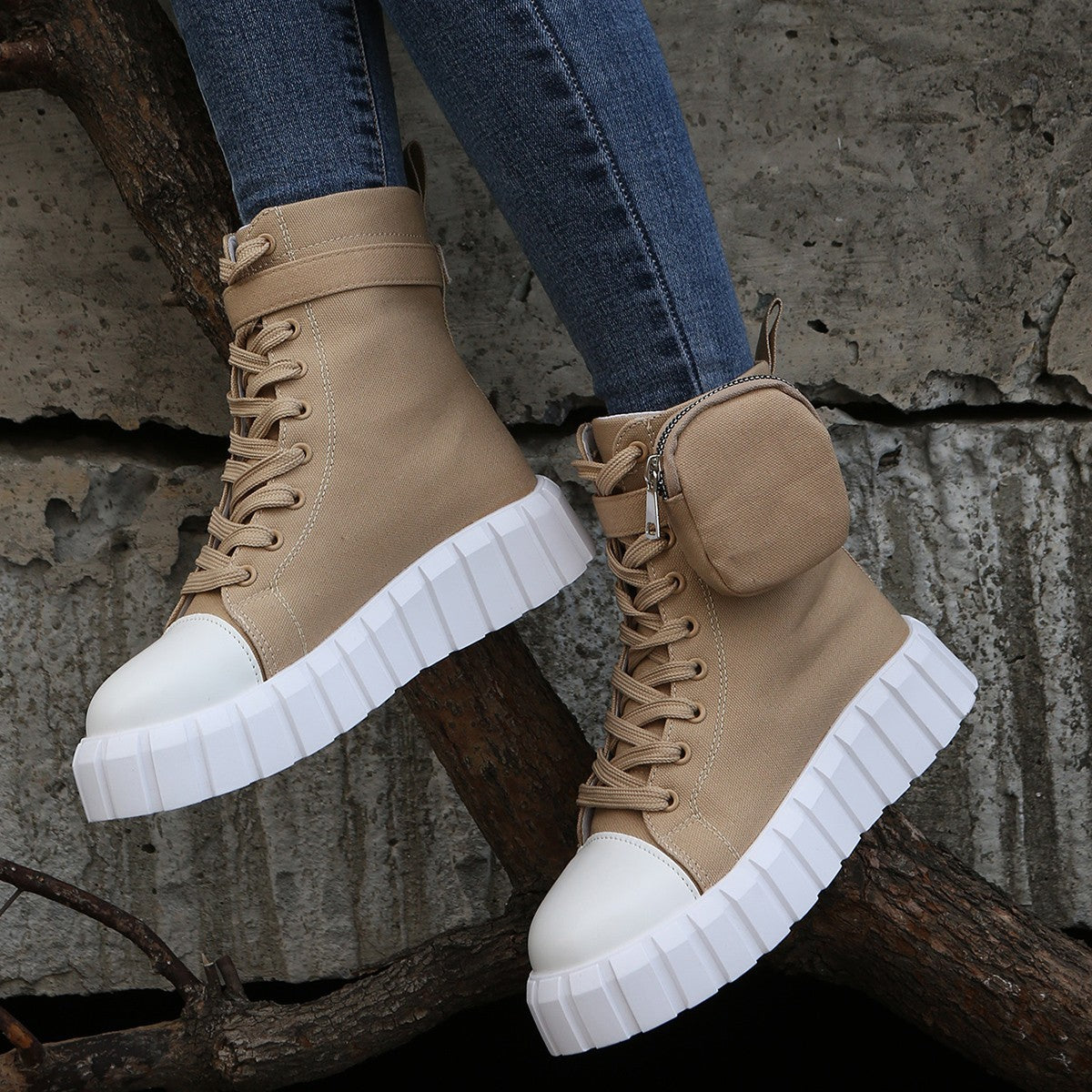 Fashionable R&G Boutique women's high-top canvas shoes with breathable material and stylish design.