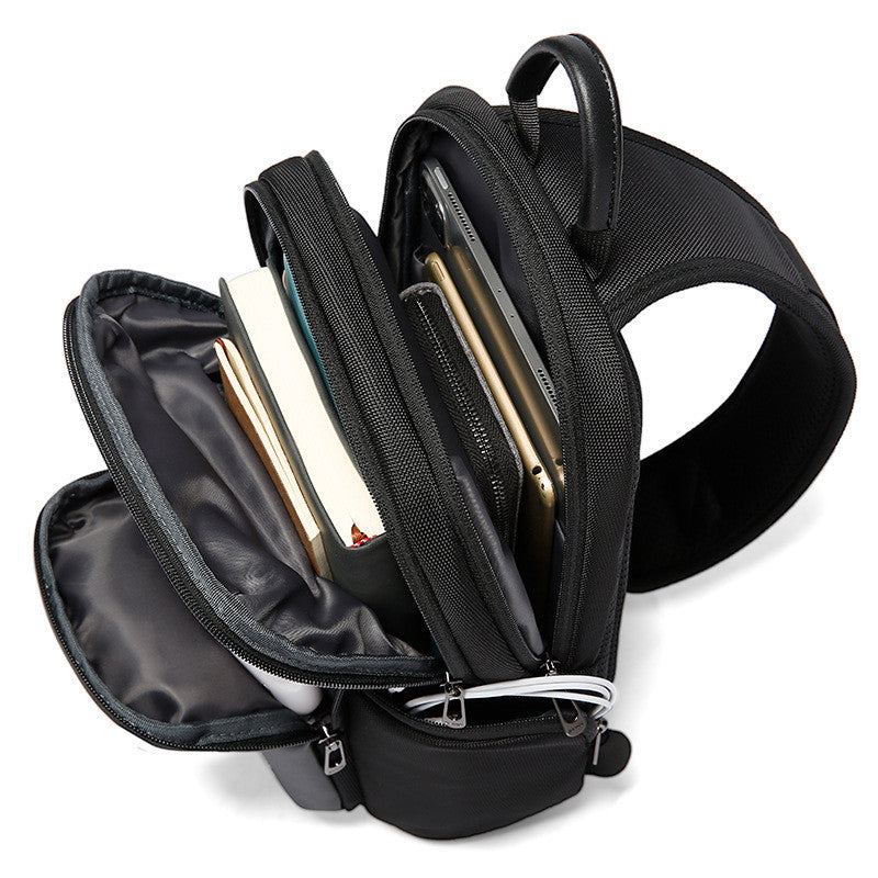 R&G Boutique BANGE men's chest bag, large capacity crossbody bag with adjustable strap and multiple compartments for everyday use.