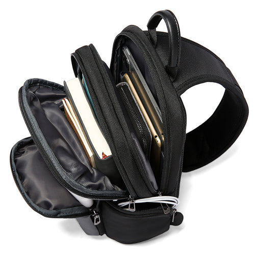 R&G Boutique BANGE men's chest bag, large capacity crossbody bag with adjustable strap and multiple compartments for everyday use.