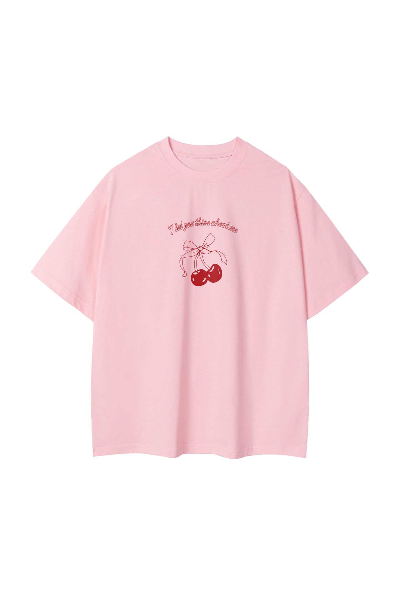 Cherry print loose round neck short sleeve top by R&G Boutique, lightweight fabric with a relaxed fit and short sleeves.