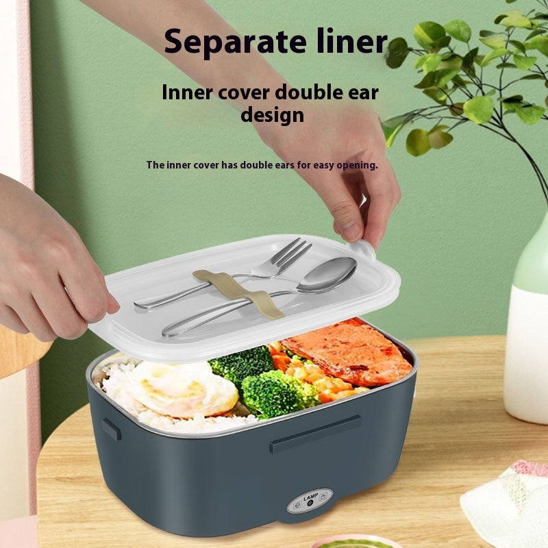 Portable R&G Boutique No Water Injection Heating Lunch Box gadget showing compact design and heating lid in use.