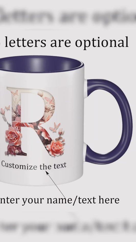 1 customized ceramic personalized floral design with 26 unique letters mug